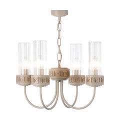 Plato 4 Light Pendant Cream / Gold and Glass