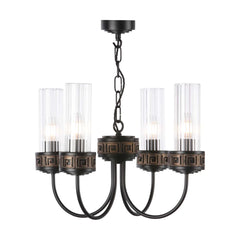 Plato 4 Light Pendant Black / Gold and Glass