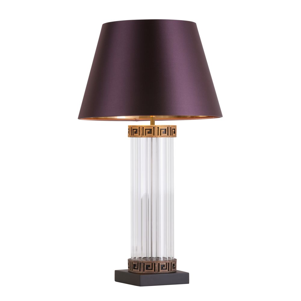 David Hunt lighting Plato Table Lamp Ribbed Glass and Black/Gold Base Only