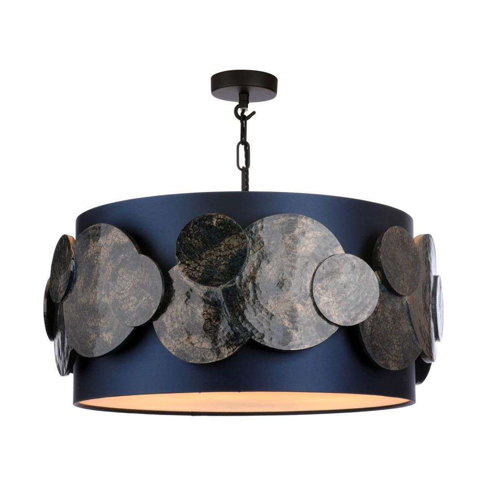David Hunt Lighting  Planet 4 Light Pendant In Blue And Gold Comes With Bespoke Shade