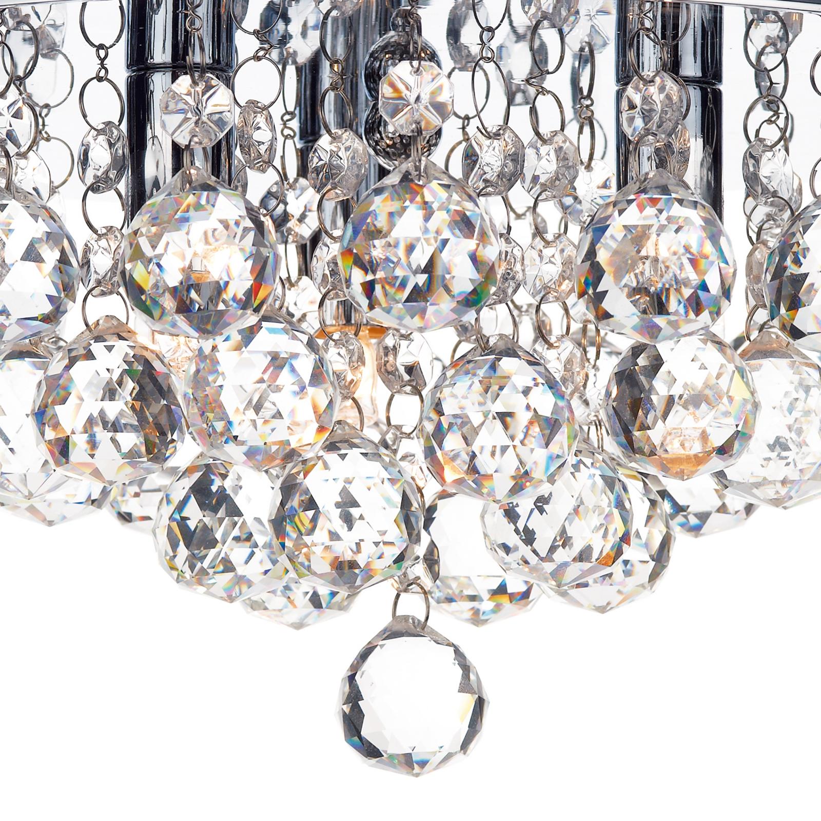 Pluto 3 Light Flush Polished Chrome Crystal Glass Droppers