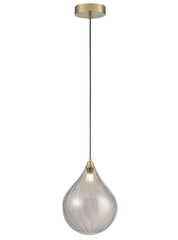 Perry single pendant in aged brass with smoked glass