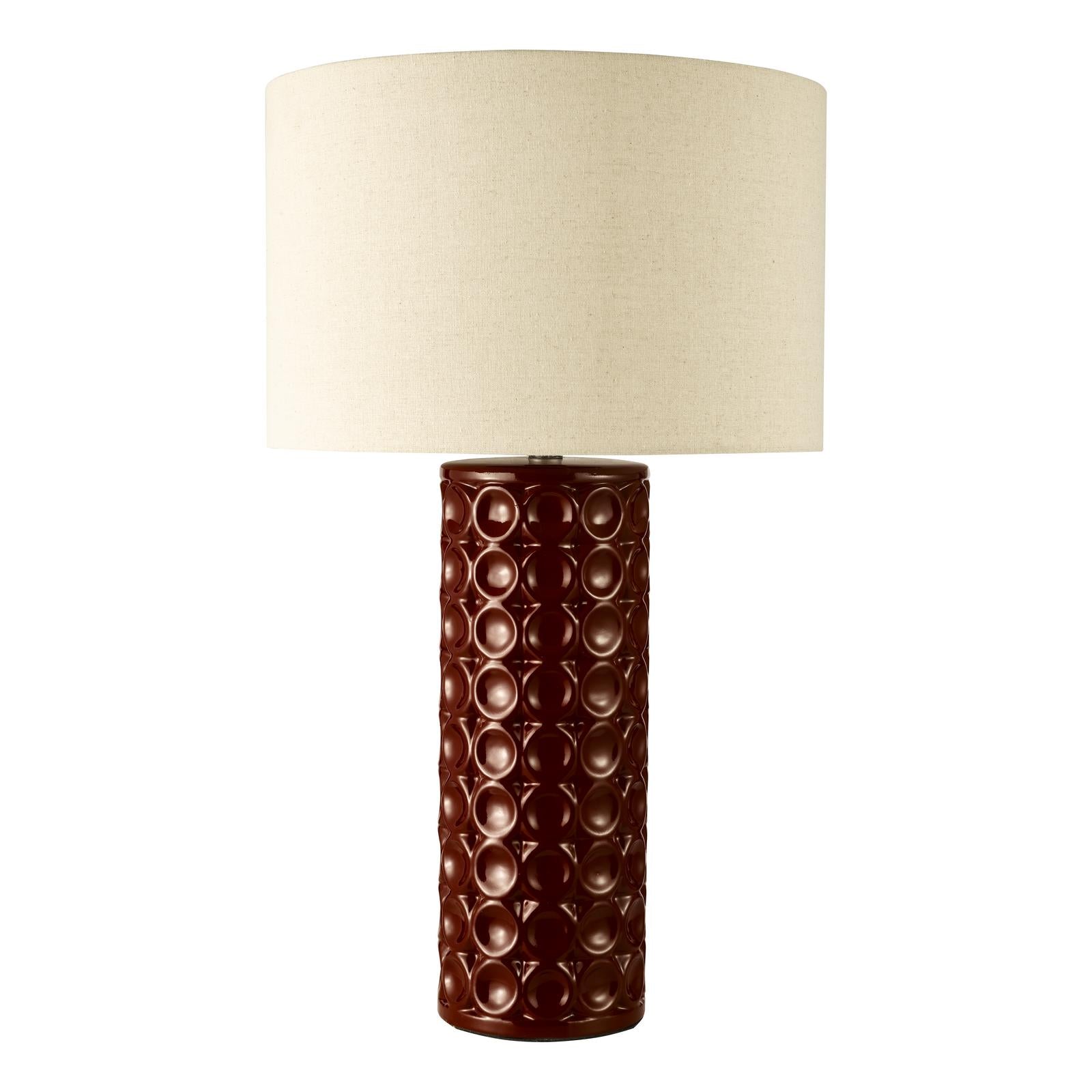 Raja Table Lamp Red Ceramic and Antique Bronze With Shade