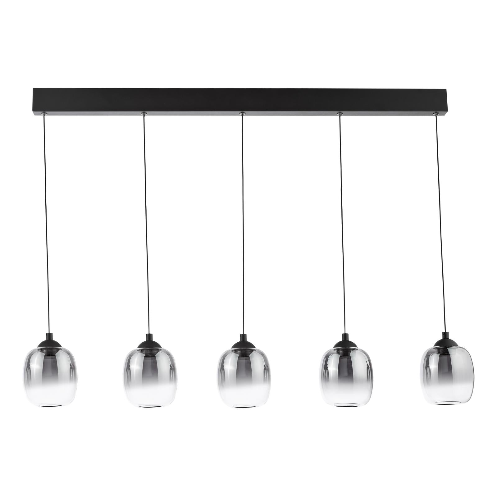 Ramona 5 Light Bar Pendant Matt Black and Smoked Ombre Glass LED