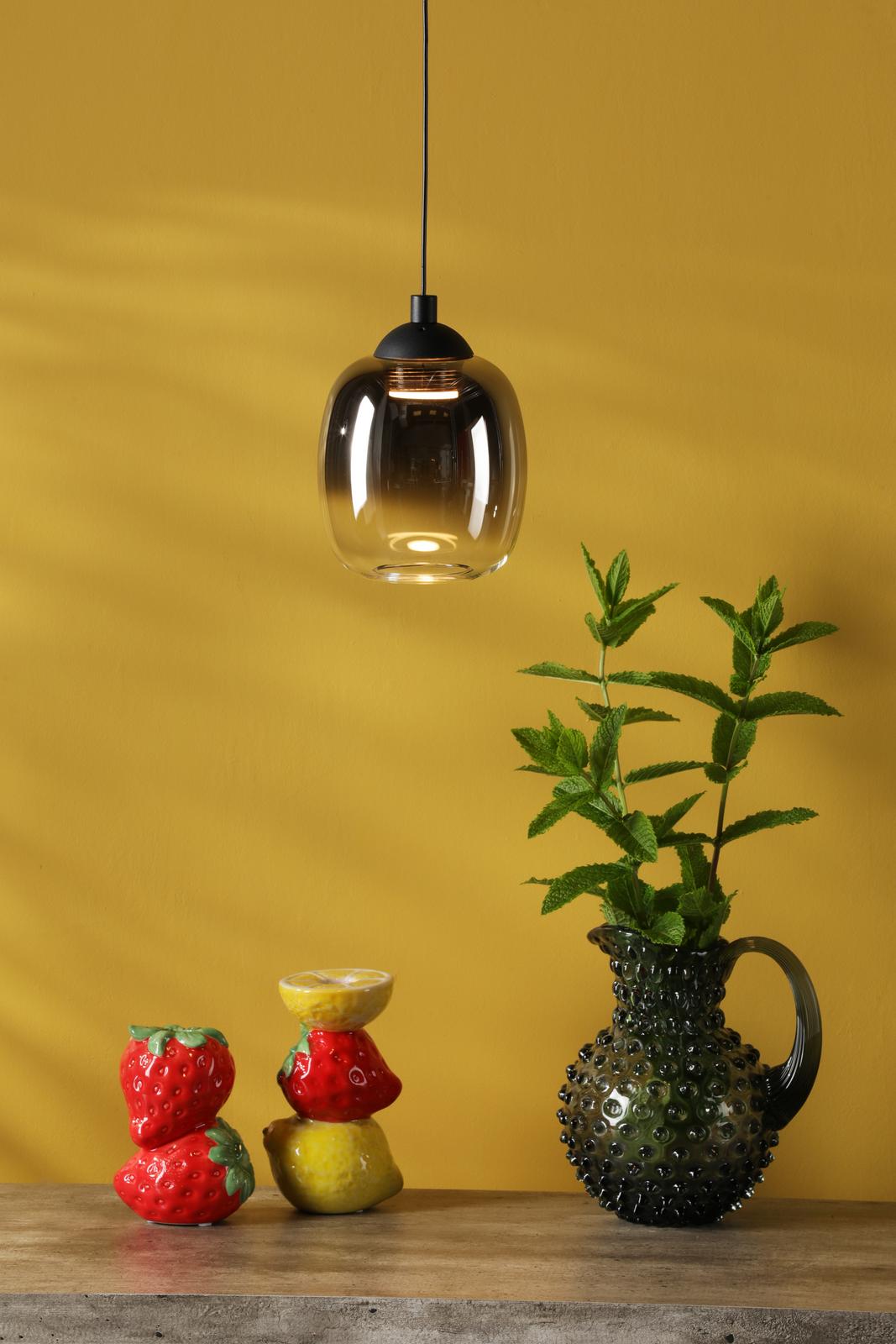 Ramona Pendant/Wall Light Matt Black Ombre Glass LED