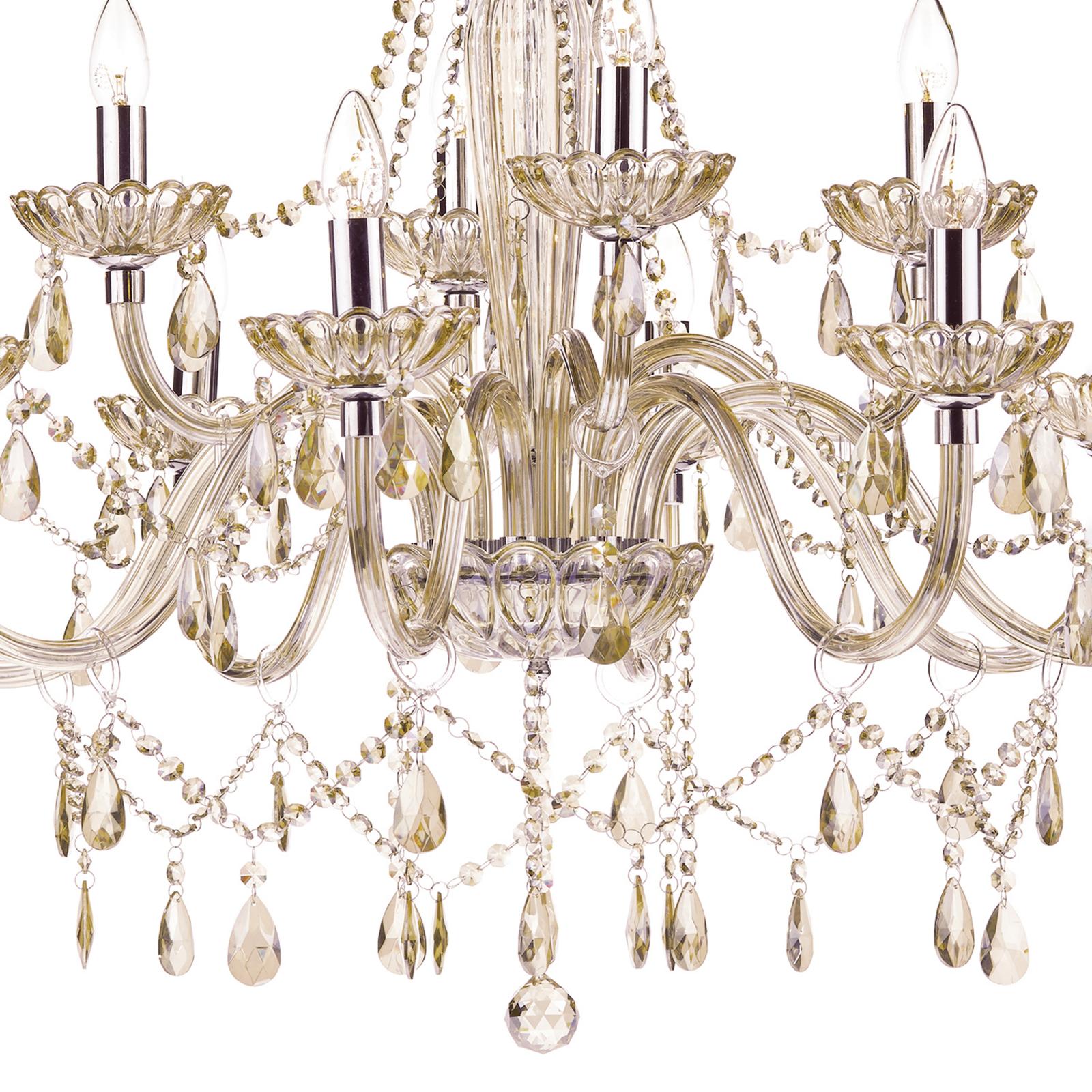 Raphael 12 Light Chandelier Champagne Glass and Polished Chrome