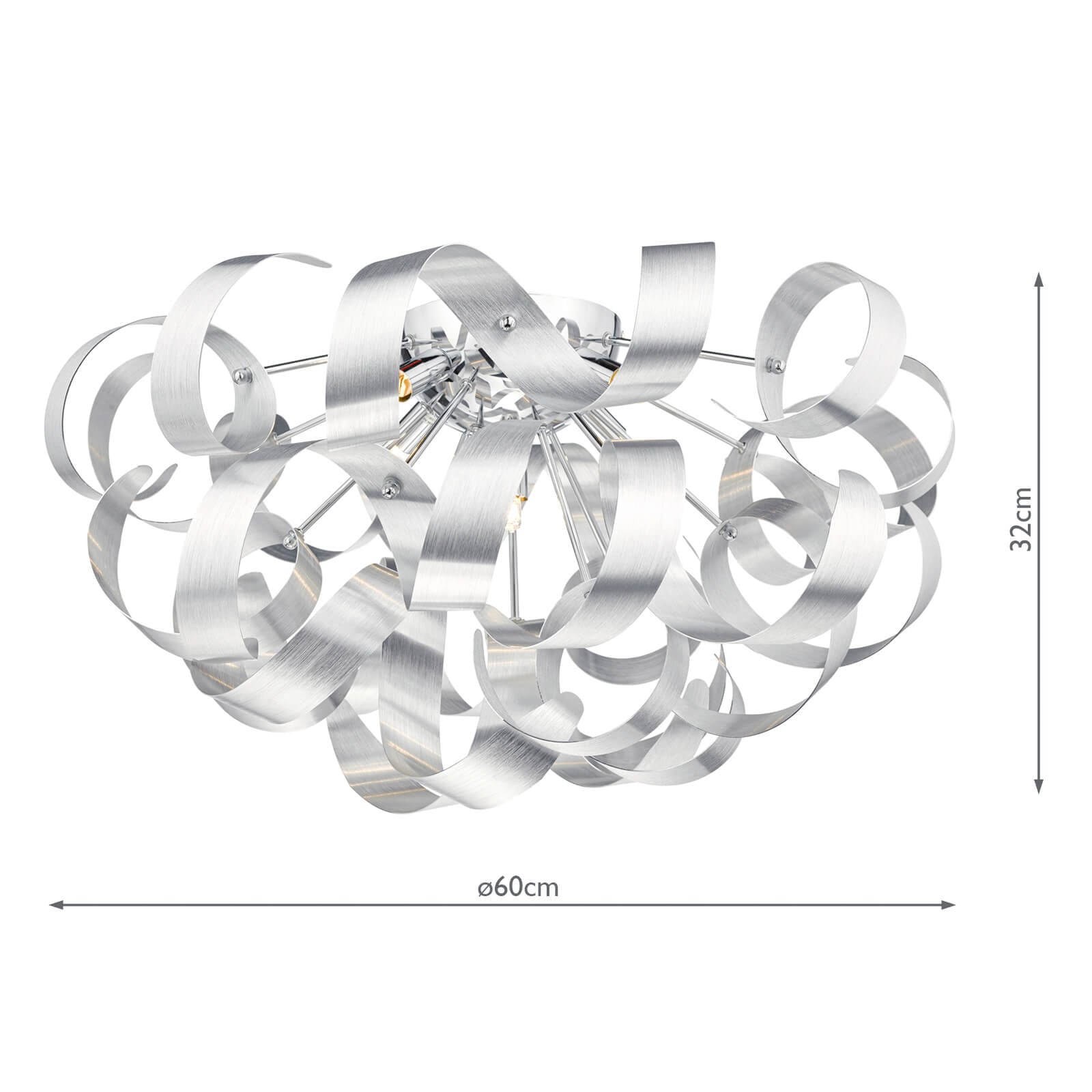 Rawley 5 Light Flush Brushed Aluminium 60cm
