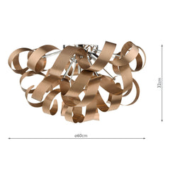 Rawley 5 Light Flush Brushed Copper 60cm