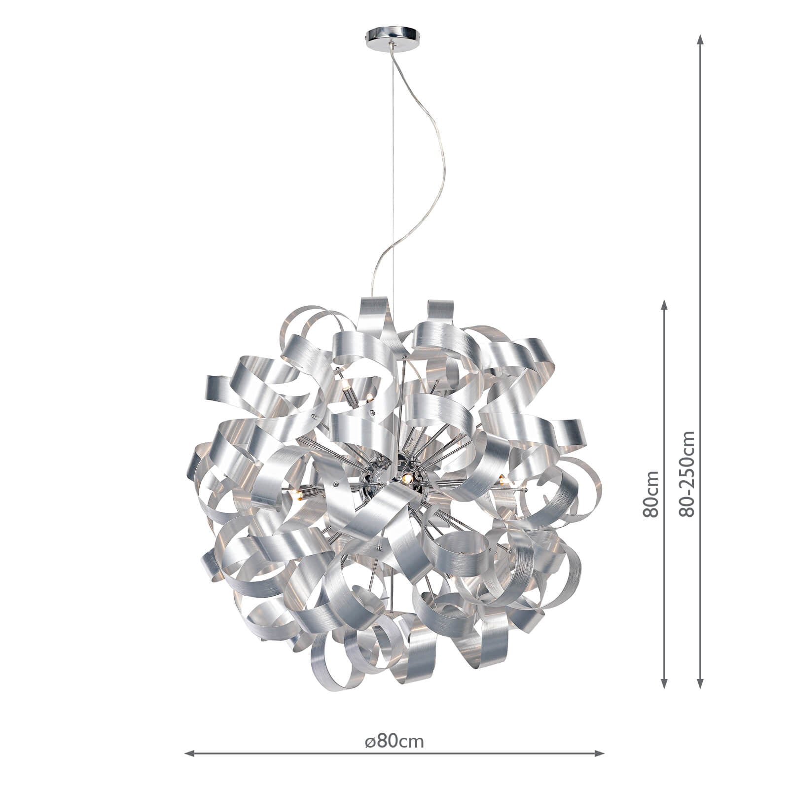 Rawley 12 Light Pendant Brushed Aluminium