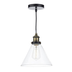 Ray Single Pendant Antique Brass Clear Glass dar lighting