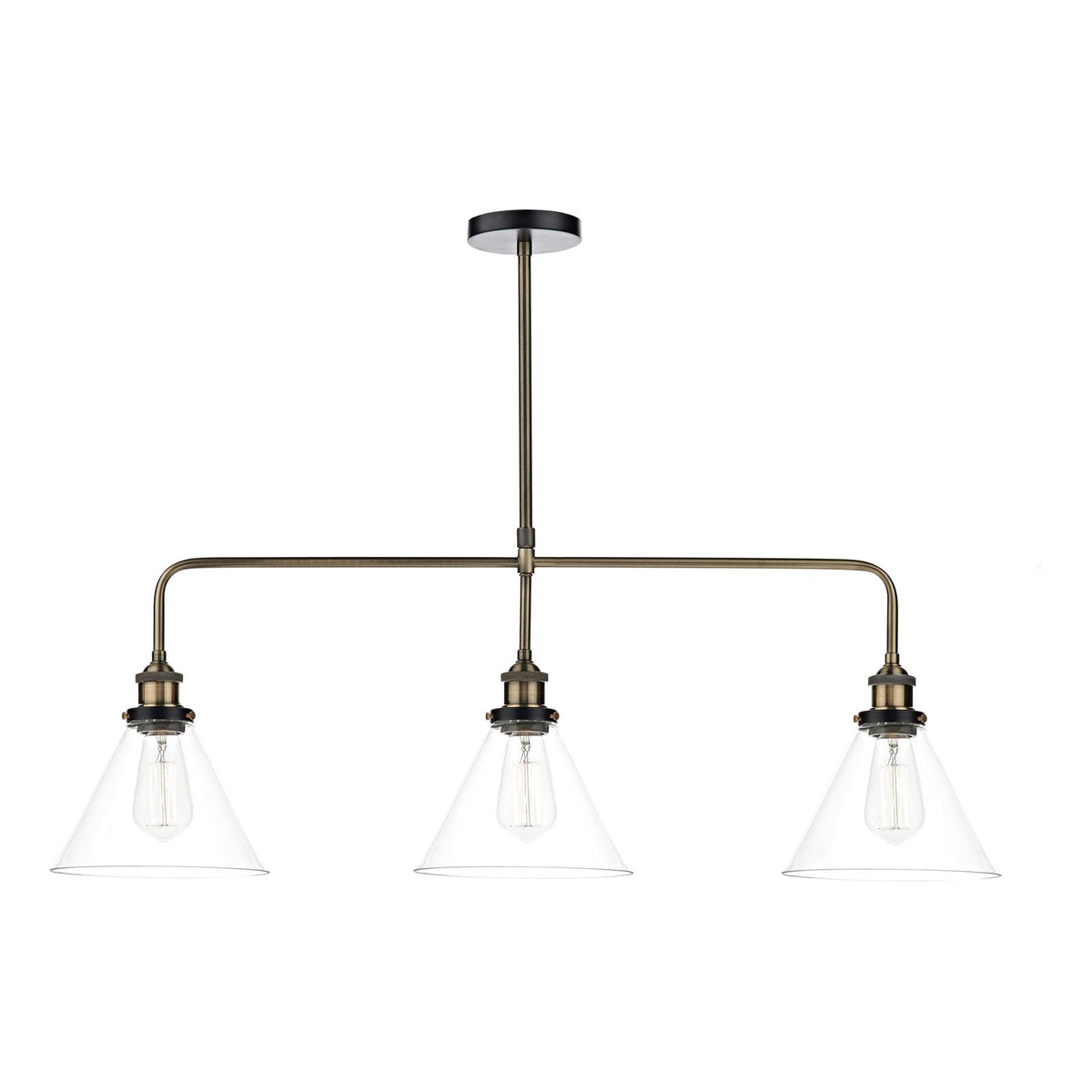 Ray 3 Light Bar Pendant Antique Brass Clear