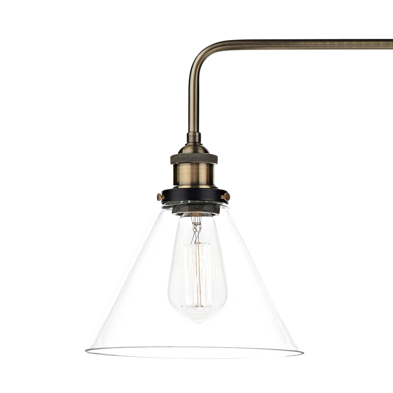 Ray 3 Light Bar Pendant Antique Brass Clear
