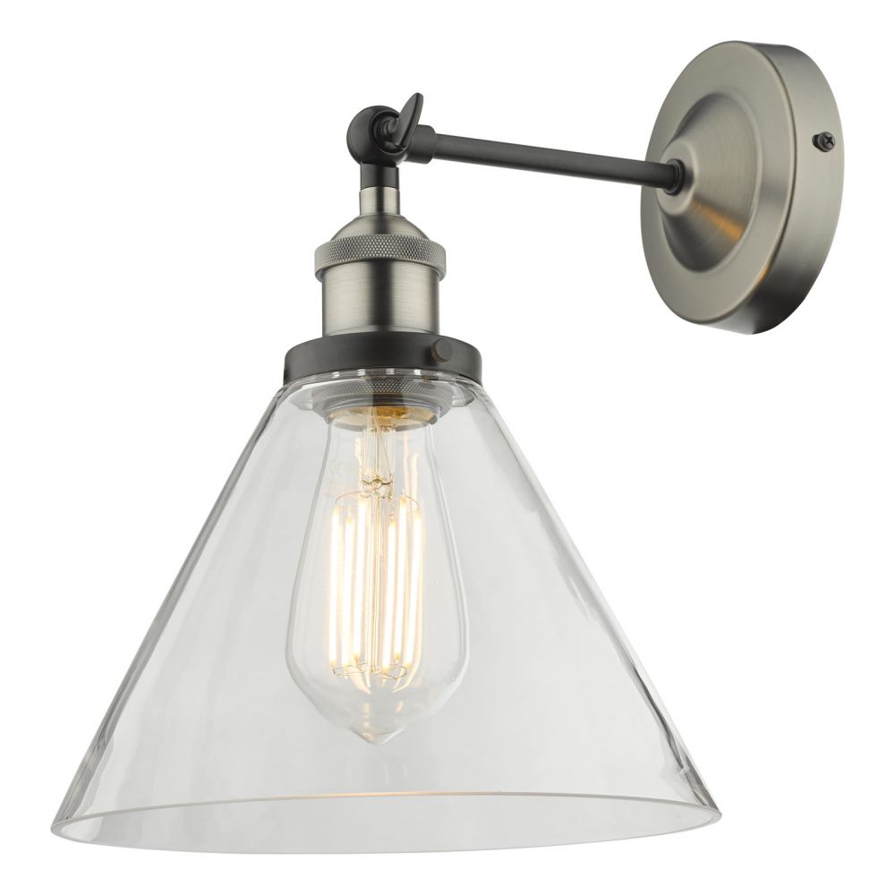 Ray Single Wall Light Antique Nickel Clear Glass