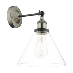 Ray Single Wall Light Antique Nickel Clear Glass