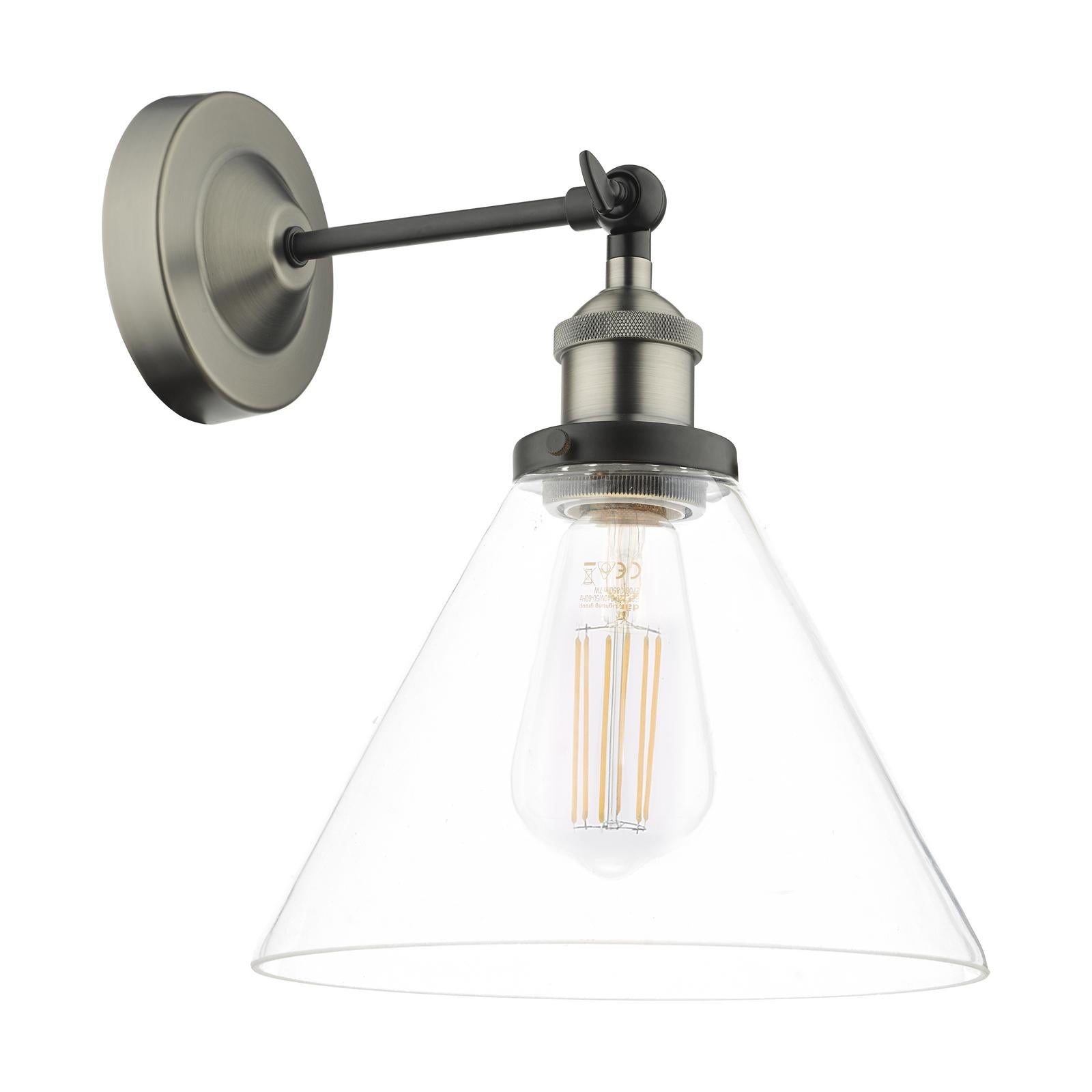 Ray Single Wall Light Antique Nickel Clear Glass