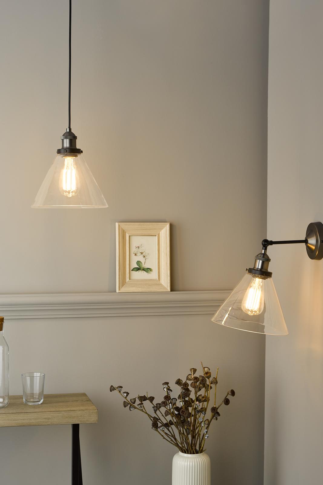 Ray Single Wall Light Antique Nickel Clear Glass