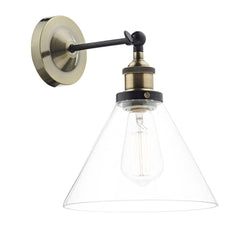 Ray Single Wall Light Antique Brass Clear Glass