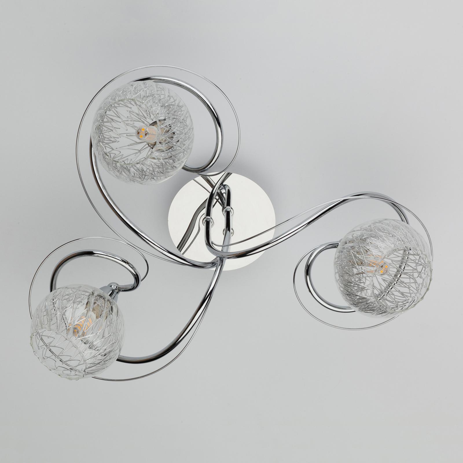 Rehan 3 Light Semi-Flush Polished Chrome and Ribbed Glass