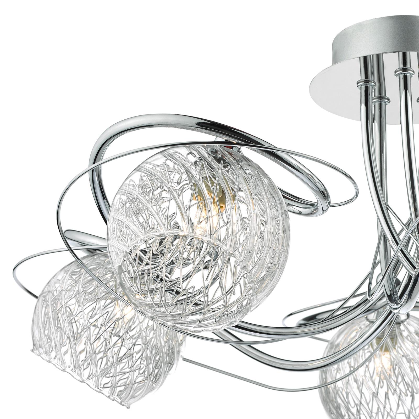 Rehan 5 Light Semi-Flush Polished Chrome and Ribbed Glass