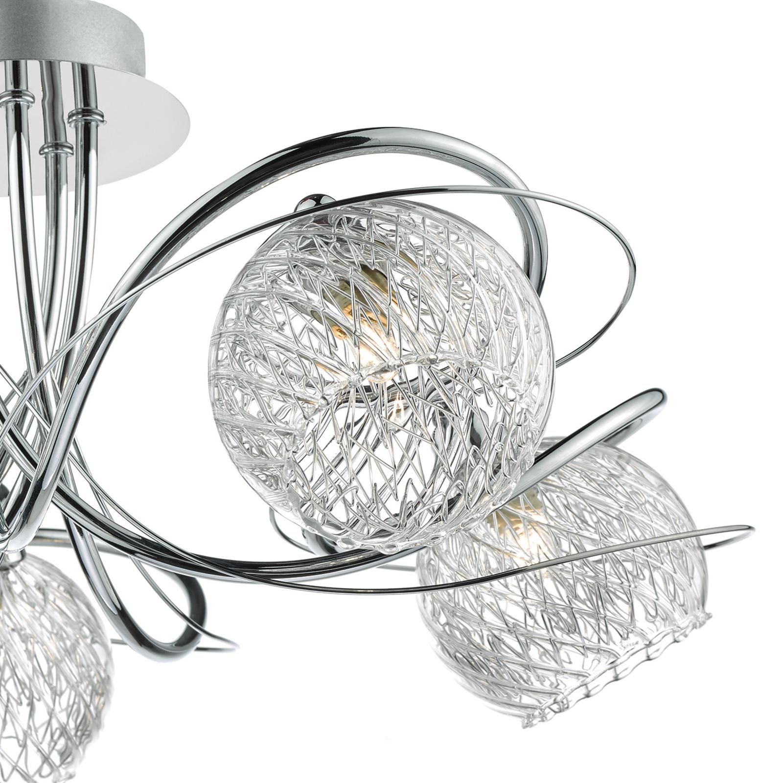 Rehan 5 Light Semi-Flush Polished Chrome and Ribbed Glass