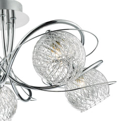 Rehan 5 Light Semi-Flush Polished Chrome and Ribbed Glass