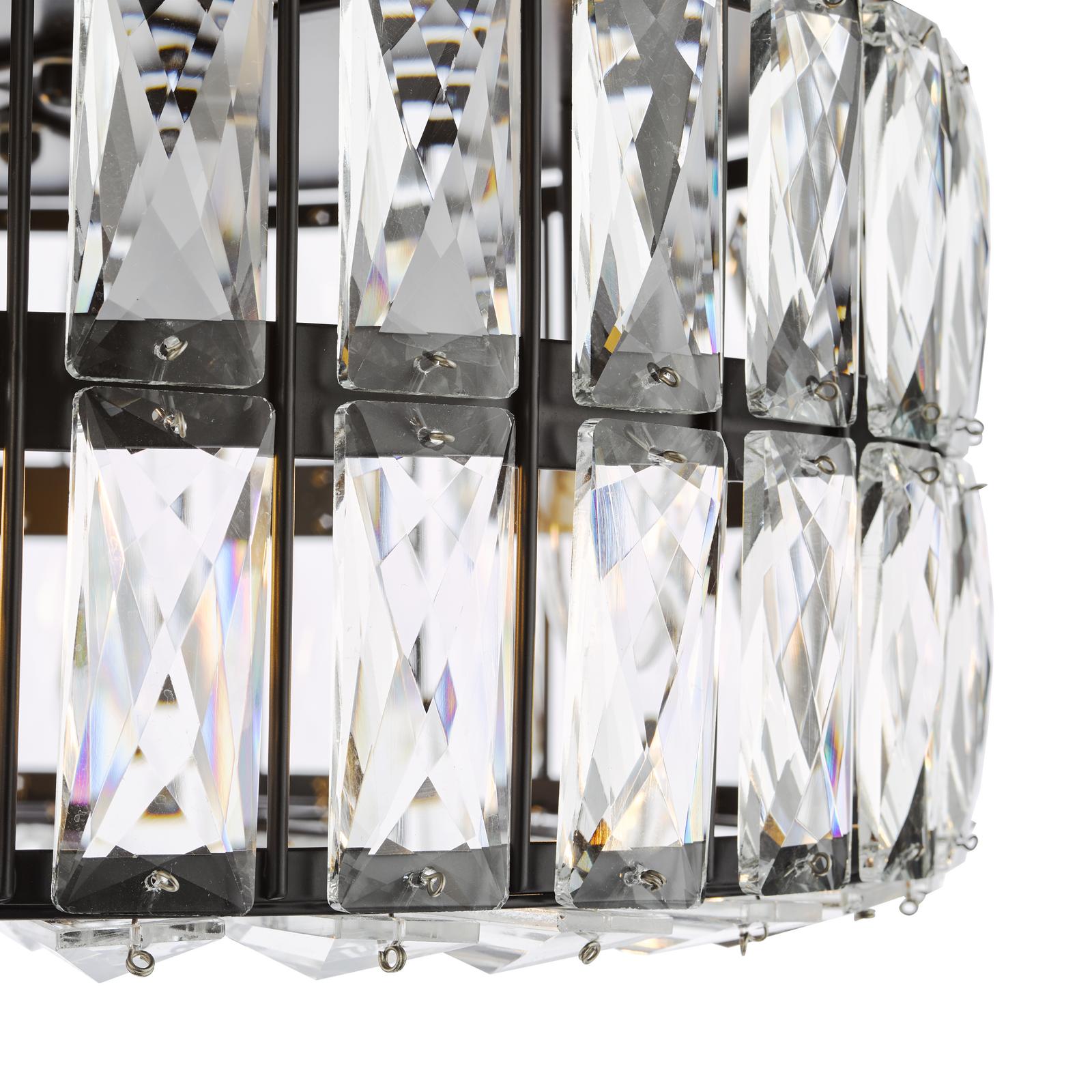Relena 4 Light Flush Matt Black and Crystal