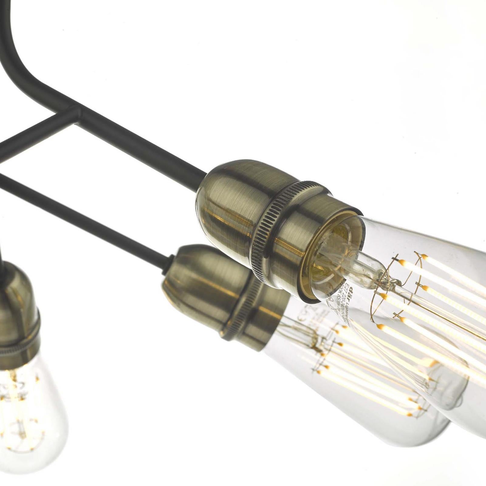 Remy 6 Light Semi Flush Black & Antique Brass