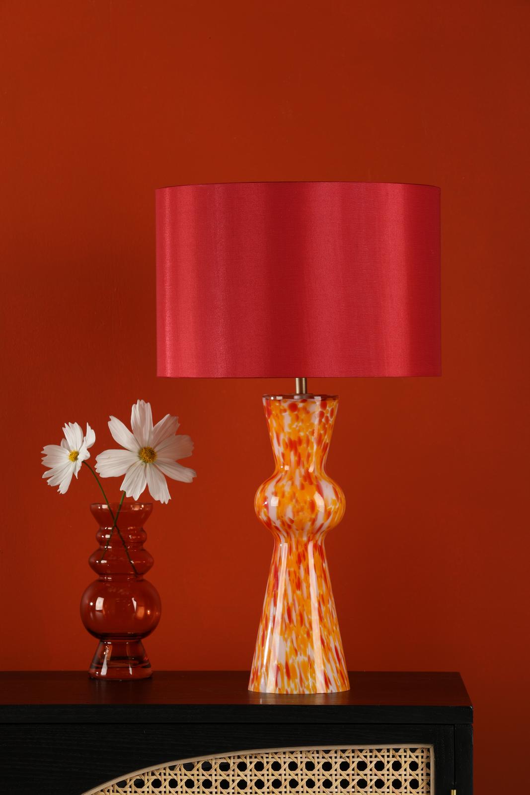 Rheneas Table Lamp Red Glass With Shade