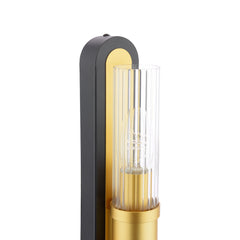 Rhian 2 Light Wall Light Matt Black and Ribbed Glass