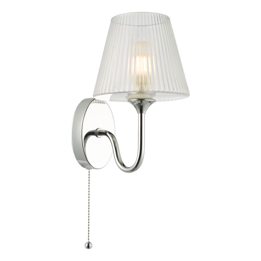Rimaz Bathroom Wall Light Polished Chrome and Ribbed Glass IP44