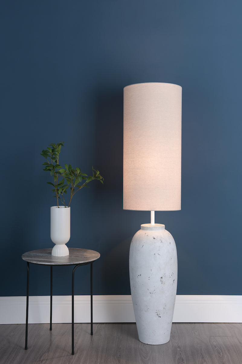 Roetta Floor Lamp White and Natural With Shade