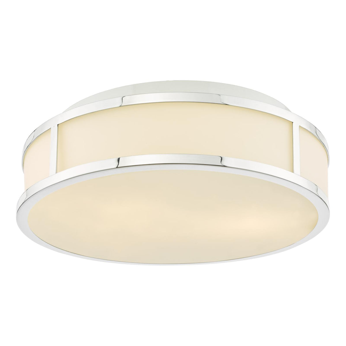 Royce 2 Light Bathroom Flush Polished Chrome and Opal Glass IP44