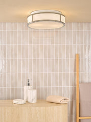 Royce 2 Light Bathroom Flush Polished Chrome and Opal Glass IP44