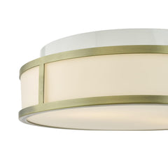 Royce 2 Light Bathroom Flush Matt Antique Brass and Opal Glass IP44