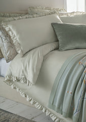 Laura Ashley Ruffle Dove Grey Duvet Cover and Pillowcase Set