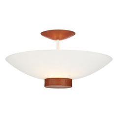 Saddler 2 Light Semi-Flush Leather Effect and White Glass