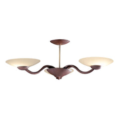 Saddler 3 Light Pendant Leather Effect and White Glass