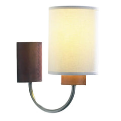 David Hunt Lighting Saddler Wall Light Leather Effect and Brushed Pewter With Shade