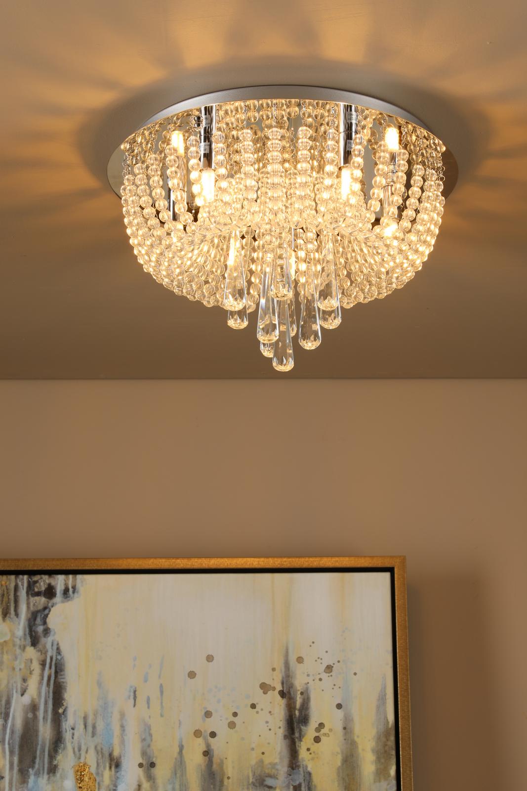 Saigon 5 Light Flush Crystal and Polished Chrome