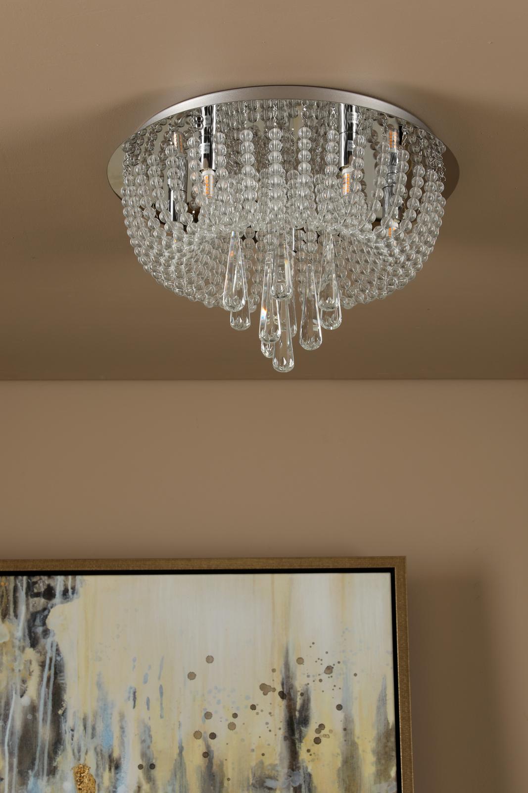Saigon 5 Light Flush Crystal and Polished Chrome