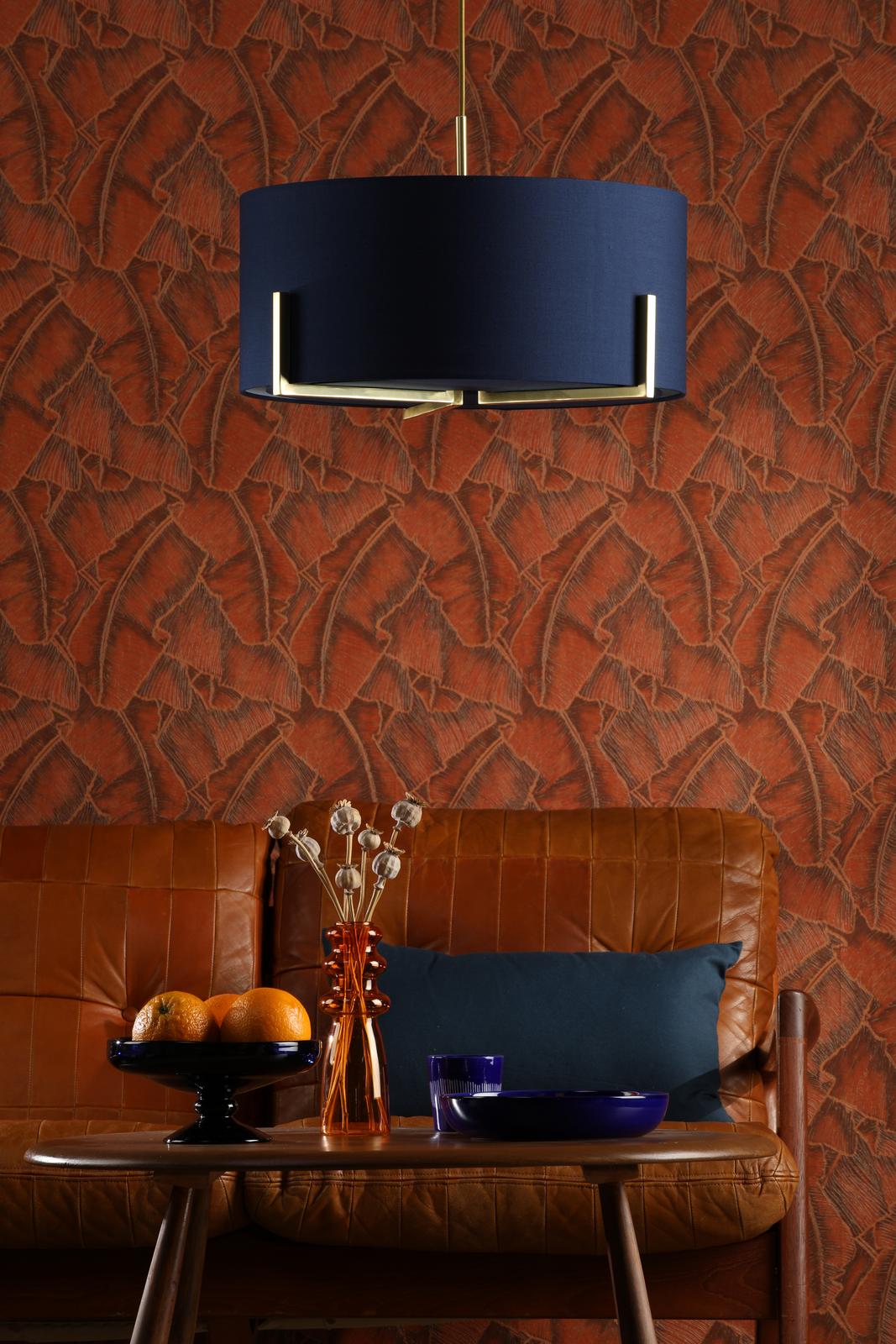Santino Pendant Gold With Navy Cotton Shade