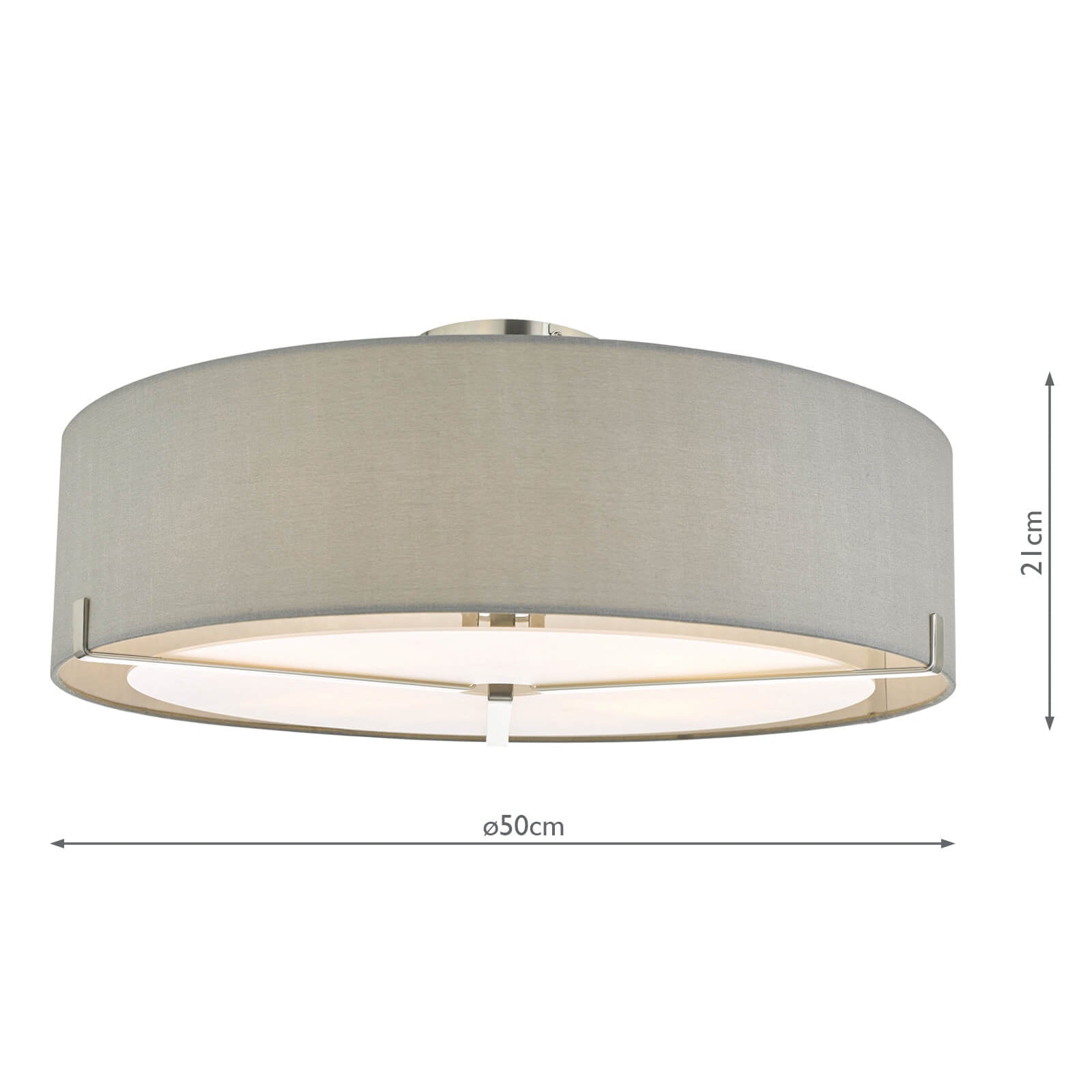Santino 3 Light Semi Flush Satin Chrome With Grey Shade