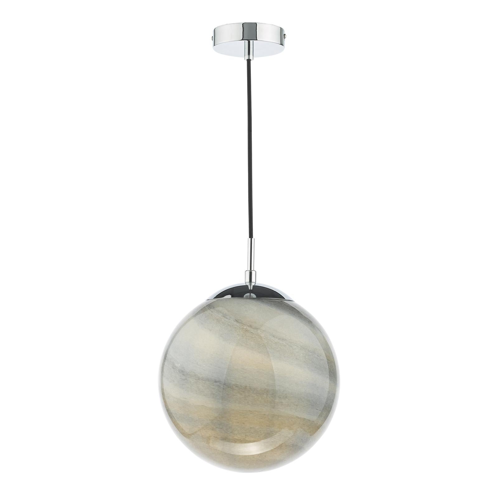 Saturn Pendant Planet Style Glass and Polished Chrome