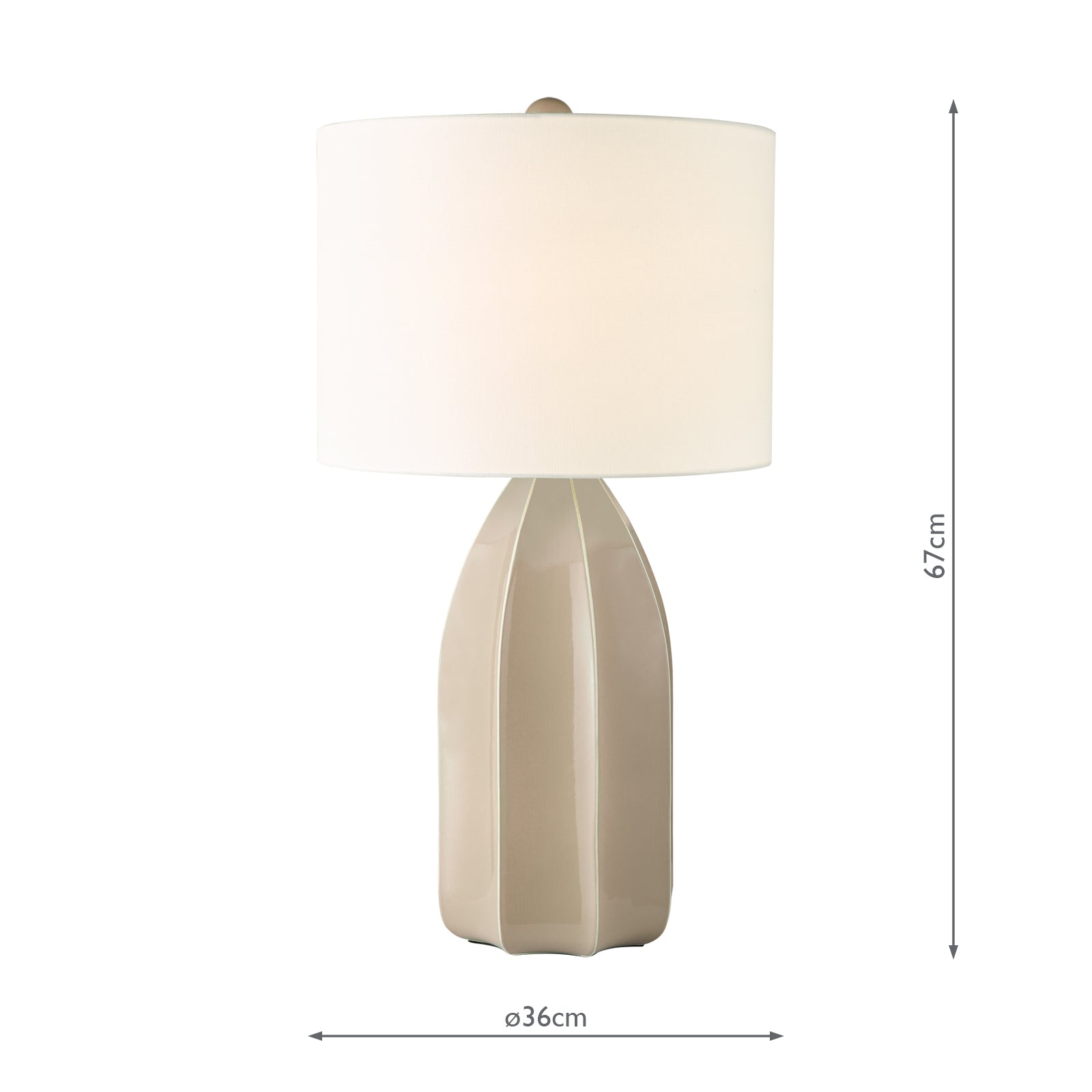 Saundra Table Lamp Taupe Ceramic and Matt Antique Brass With Shade