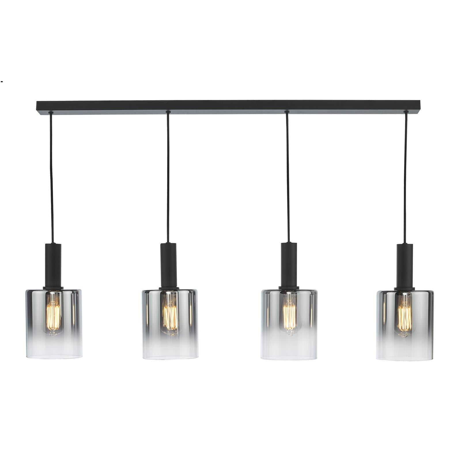 Savannah 4 Light Bar Pendant Matt Black and Smoked Glass