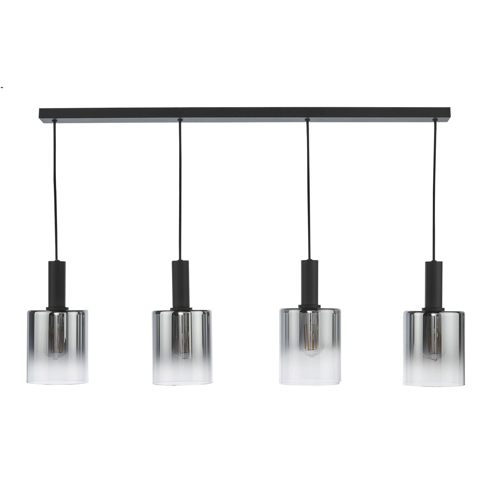 Savannah 4 Light Bar Pendant Matt Black and Smoked Glass