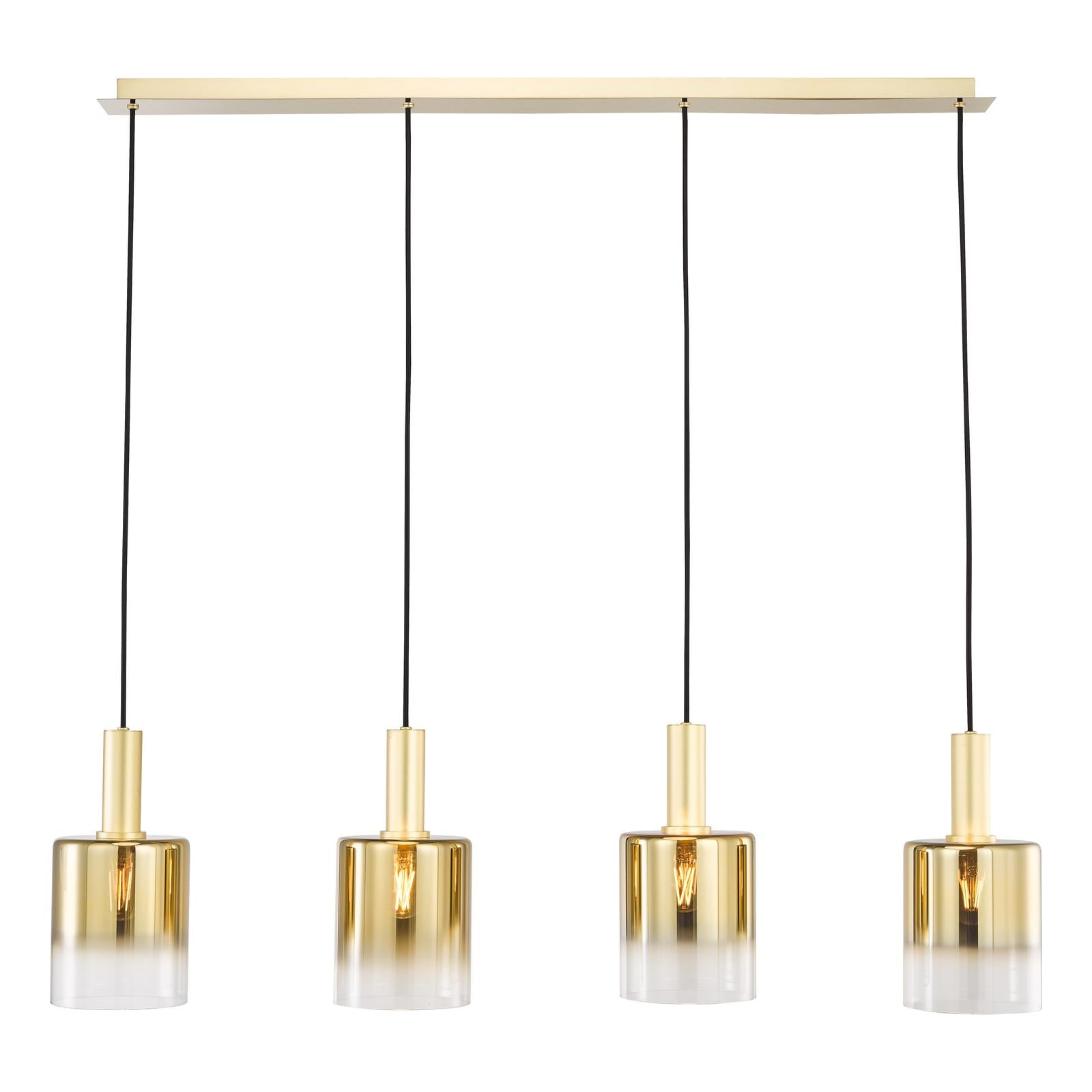 Savannah 4 Light Bar Pendant Satin Gold and Gold Ombre Glass
