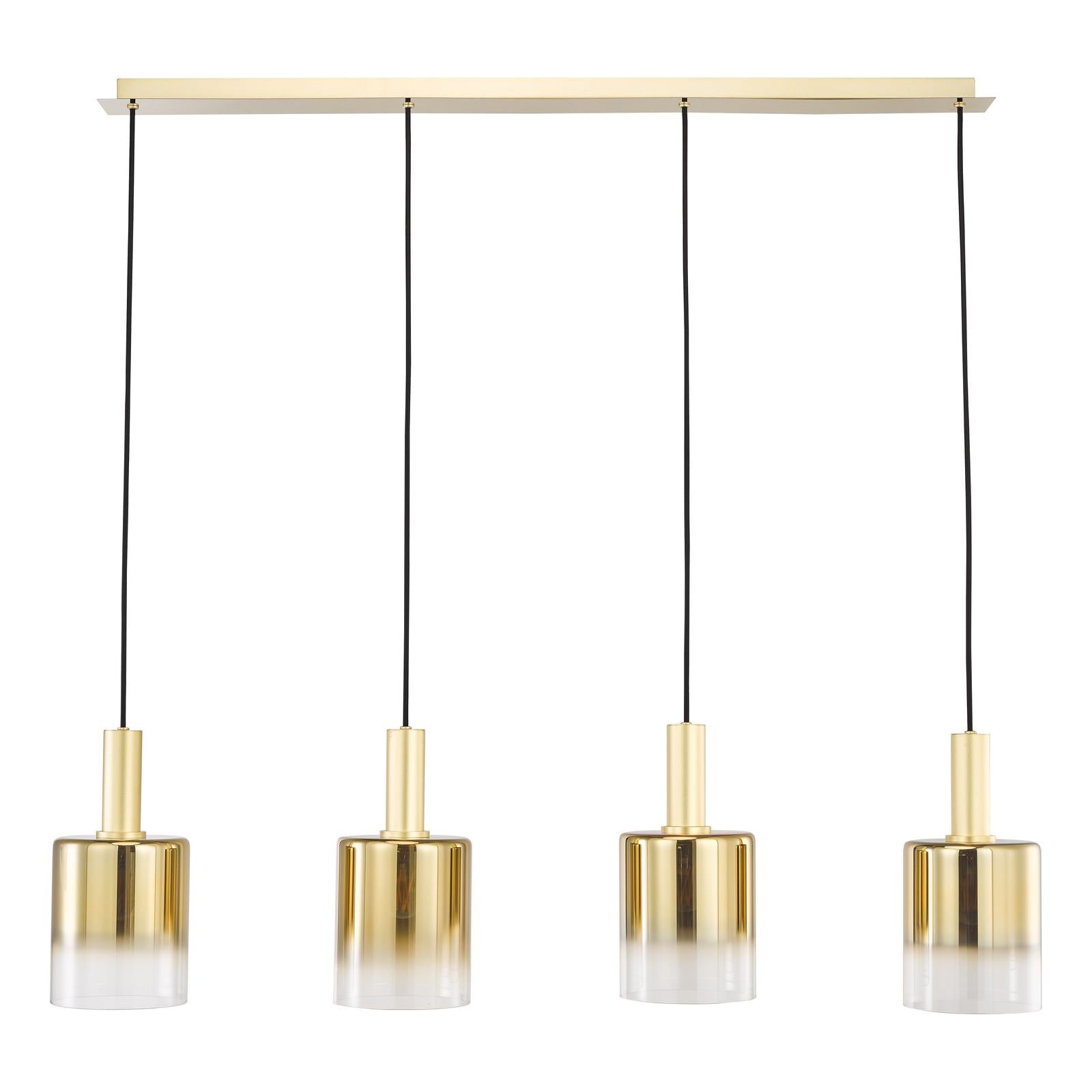 Savannah 4 Light Bar Pendant Satin Gold and Gold Ombre Glass
