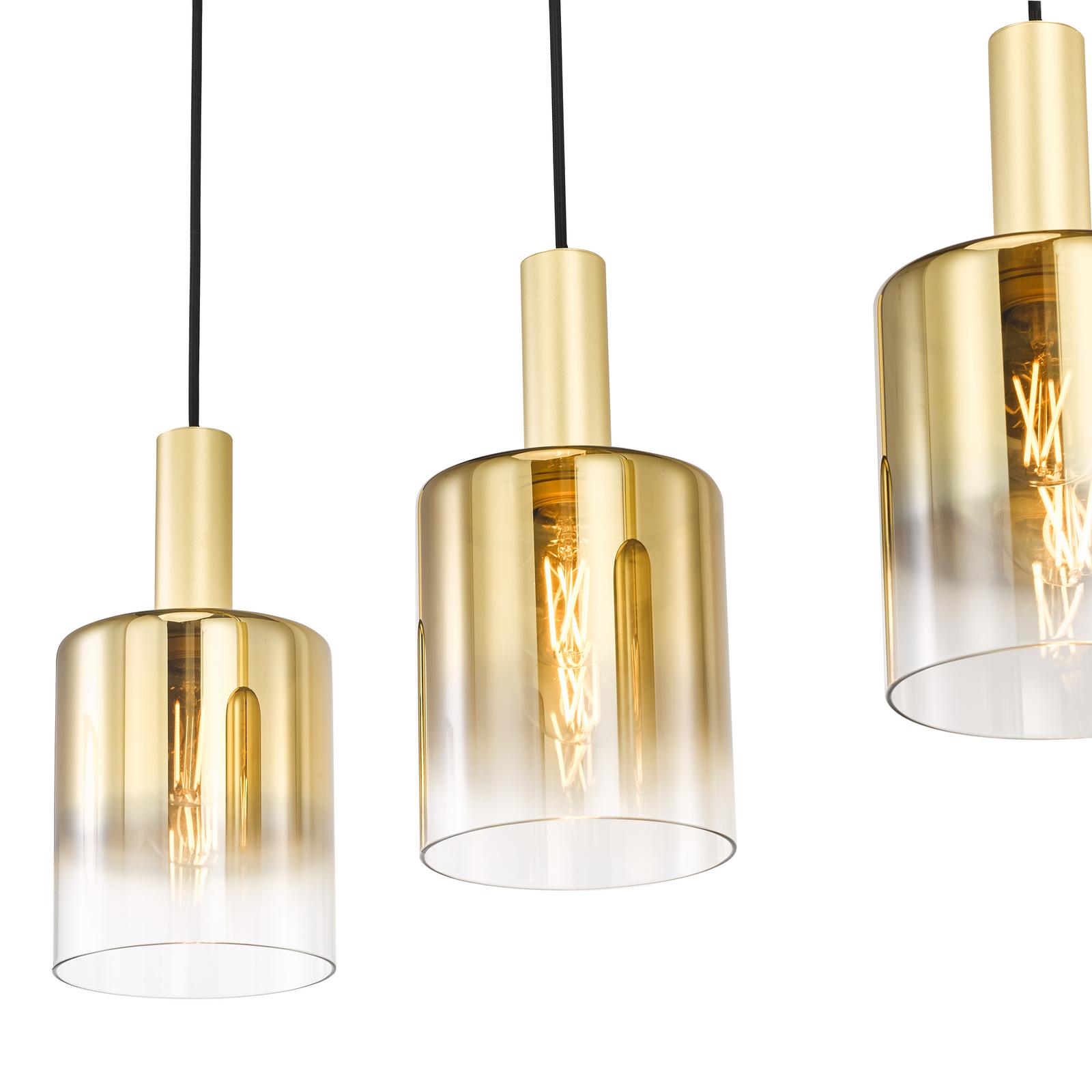 Savannah 4 Light Bar Pendant Satin Gold and Gold Ombre Glass