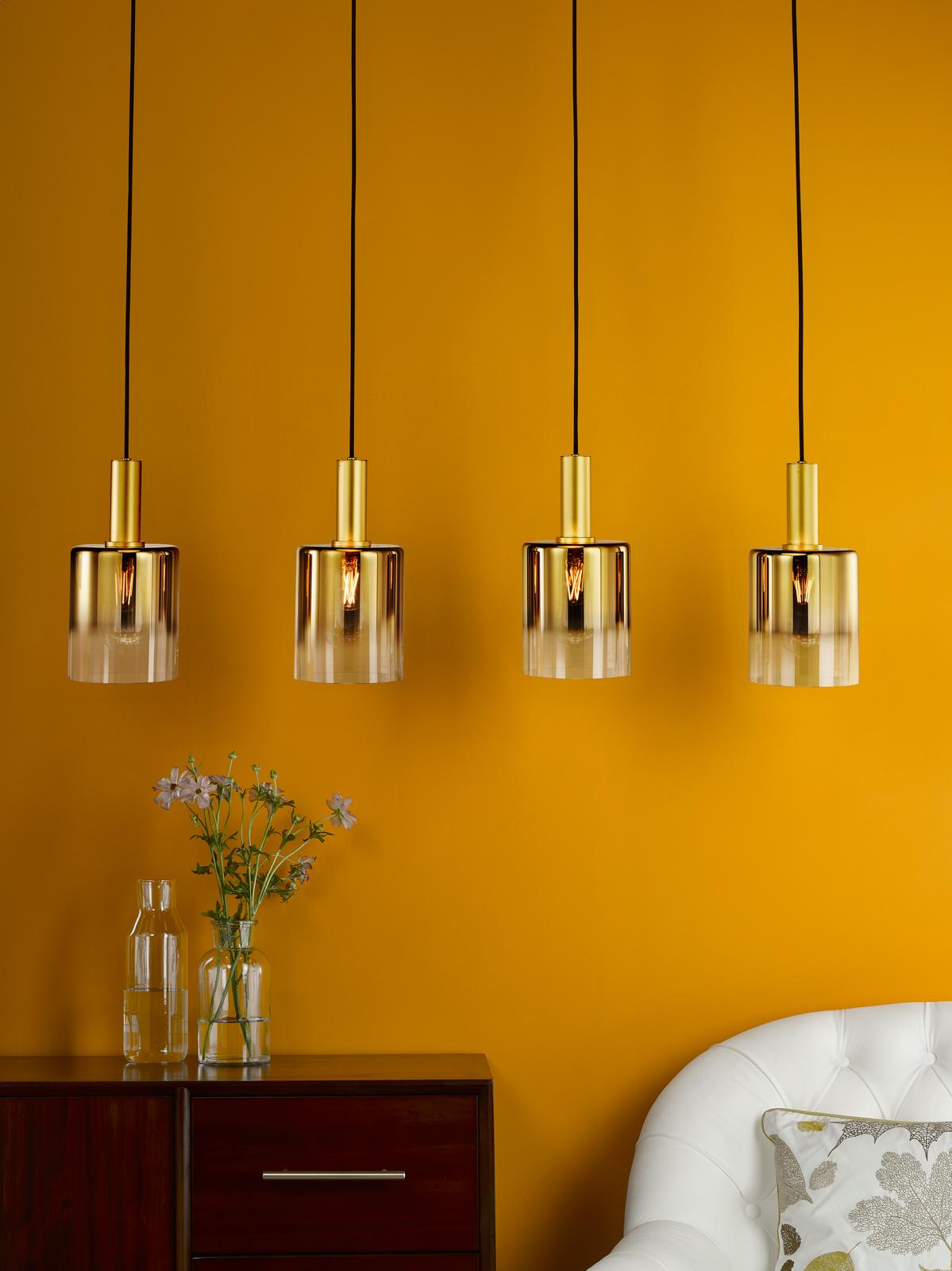 Savannah 4 Light Bar Pendant Satin Gold and Gold Ombre Glass